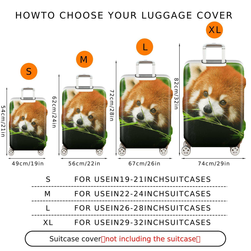 1-Piece Red Panda Nature Animal Wildlife Lush Green Cute  Suitcase Luggage Cover, Stretch Protective Sleeve