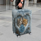 1-Piece Cute Winter Cat Heart Snowflake Rose  Suitcase Luggage Cover, Stretch Protective Sleeve