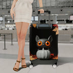 1-Piece Cute Cat Halloween Autumn Leaves Pumpkin  Suitcase Luggage Cover, Stretch Protective Sleeve