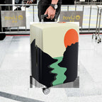 1-Piece Sunset Landscape Nature Mountain River Sun  Suitcase Luggage Cover, Stretch Protective Sleeve