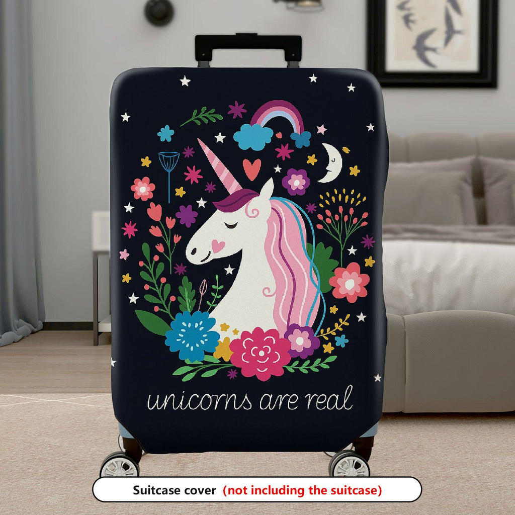 1-Piece Unicorn Floral Star Moon Heart Rainbow  Suitcase Luggage Cover, Stretch Protective Sleeve