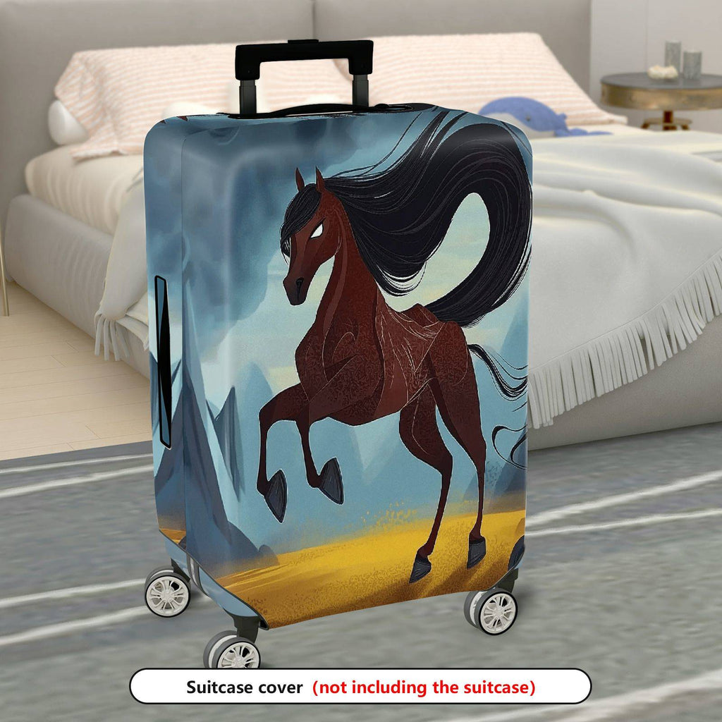 1-Piece Horse Mountains Artistic Nature Aesthetic Inspirational  Suitcase Luggage Cover, Stretch Protective Sleeve