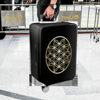 1-Piece Black Gold Geometric Flower Mandala  Suitcase Luggage Cover, Stretch Protective Sleeve