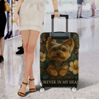 1-Piece Yorkie Dog Floral Nature Butterfly Text  Suitcase Luggage Cover, Stretch Protective Sleeve