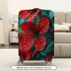 1-Piece Red Flower Nature Raindrop Floral Art Botanical  Suitcase Luggage Cover, Stretch Protective Sleeve