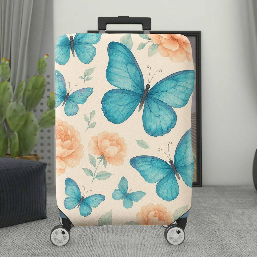 1-Piece Butterfly Floral Pastel Travel Luggage  Suitcase Luggage Cover, Stretch Protective Sleeve