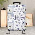 1-Piece Cute Bear Purple Heart  Travel  Suitcase Luggage Cover, Stretch Protective Sleeve