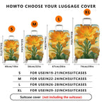 1-Piece Golden Lily Floral Vibrant Artistic Luggage  Suitcase Luggage Cover, Stretch Protective Sleeve