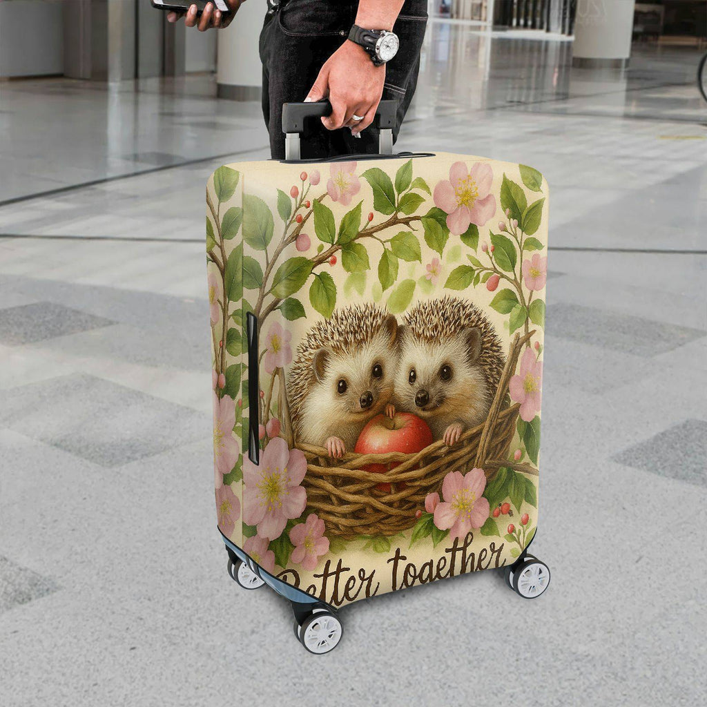 1-Piece Hedgehog Apple Floral Basket Love Cute  Suitcase Luggage Cover, Stretch Protective Sleeve