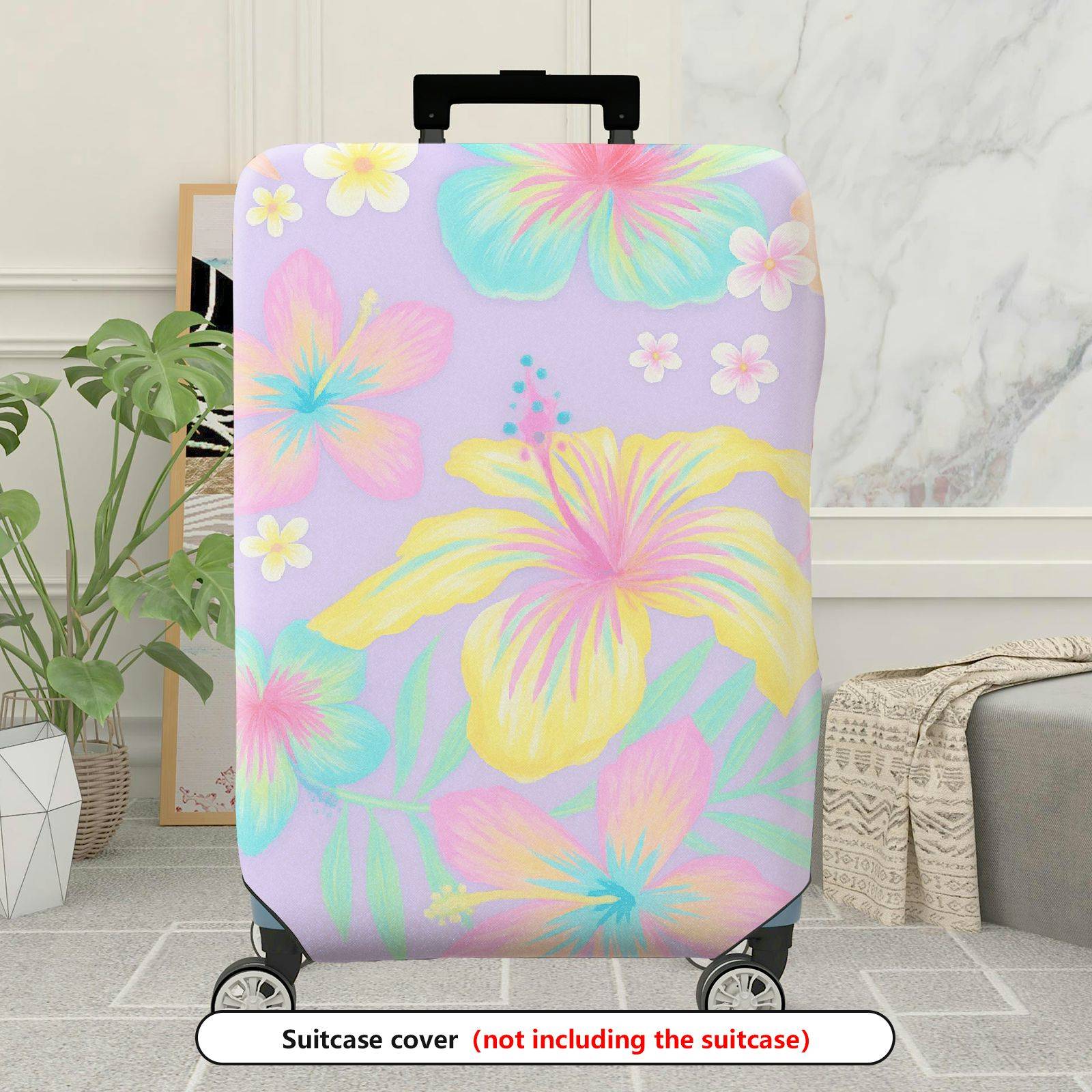 1-Piece Colorful Floral Tropical Vacation Summer Holiday  Suitcase Luggage Cover, Stretch Protective Sleeve