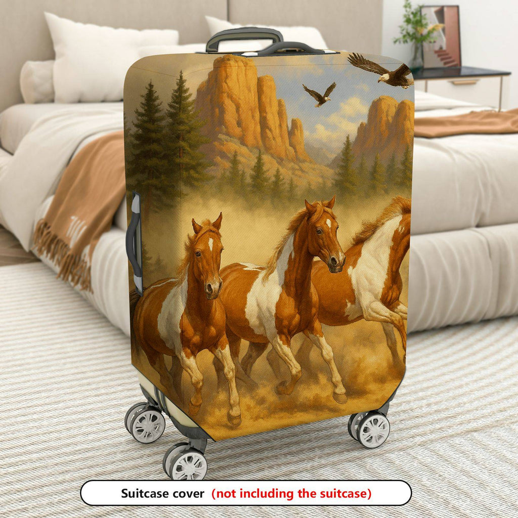 1-Piece Horse Landscape Adventure Nature Scenic Western Style  Suitcase Luggage Cover, Stretch Protective Sleeve