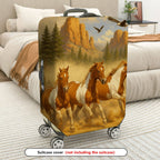 1-Piece Horse Landscape Adventure Nature Scenic Western Style  Suitcase Luggage Cover, Stretch Protective Sleeve