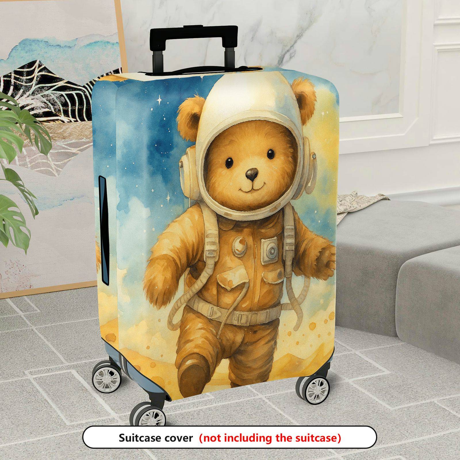 1-Piece Astronaut Bear Cute  Space Star Travel  Suitcase Luggage Cover, Stretch Protective Sleeve