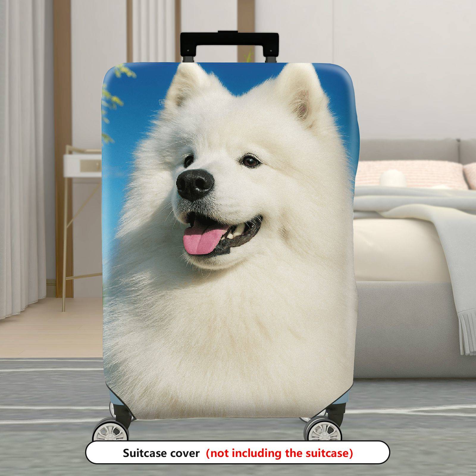 1-Piece Dog Animal Fluffy Cute Nature Smiling  Suitcase Luggage Cover, Stretch Protective Sleeve
