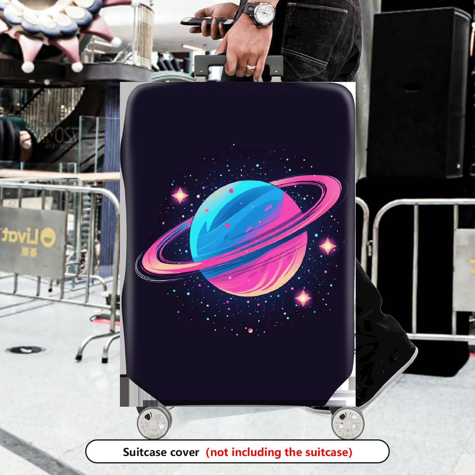 1-Piece Space Planet Star Galaxy Cosmic Astronaut  Suitcase Luggage Cover, Stretch Protective Sleeve