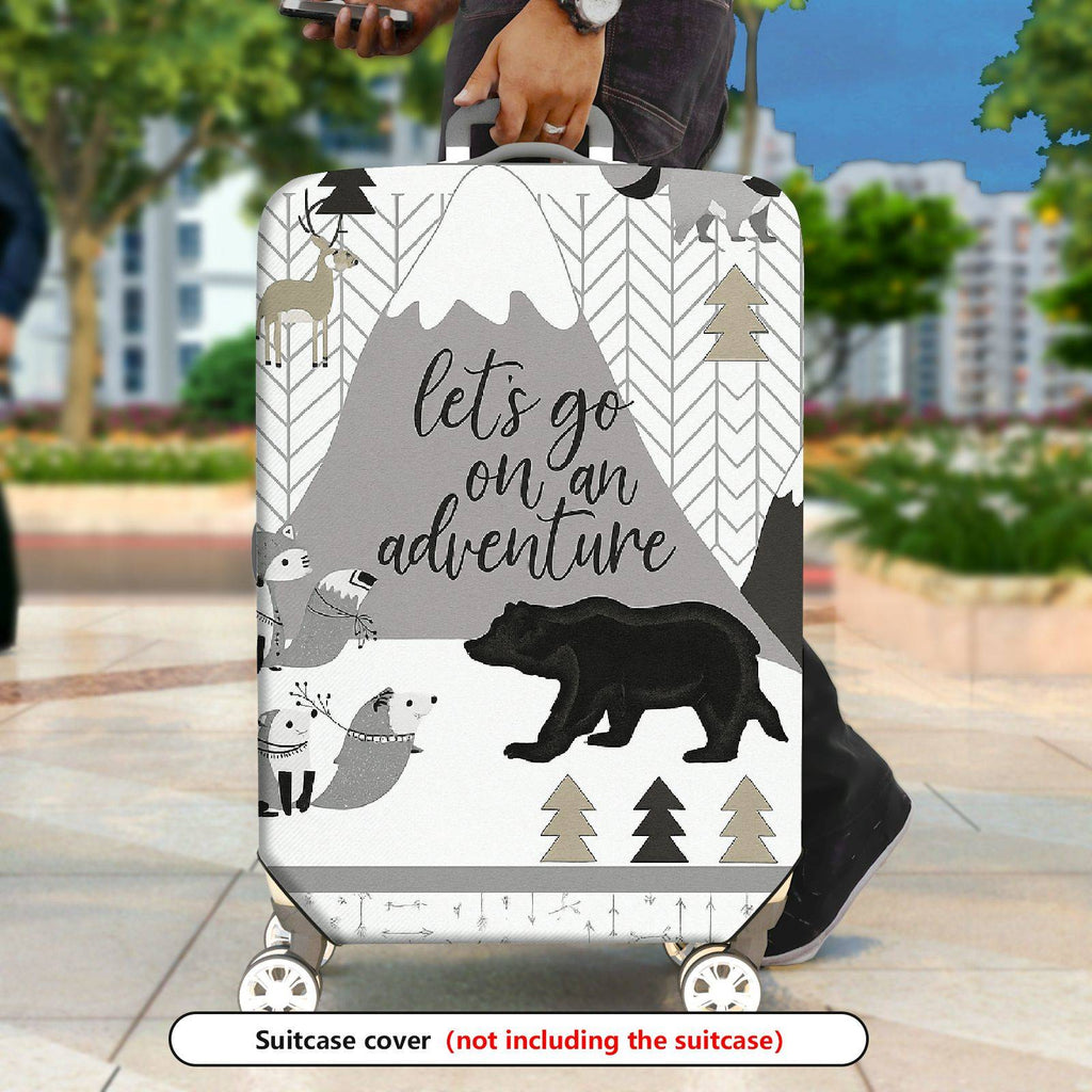 1-Piece Adventure Mountain Animal Forest Stylish Graphic  Suitcase Luggage Cover, Stretch Protective Sleeve
