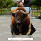 1-Piece Animal Nature Brown Horned Wildlife Unique  Suitcase Luggage Cover, Stretch Protective Sleeve