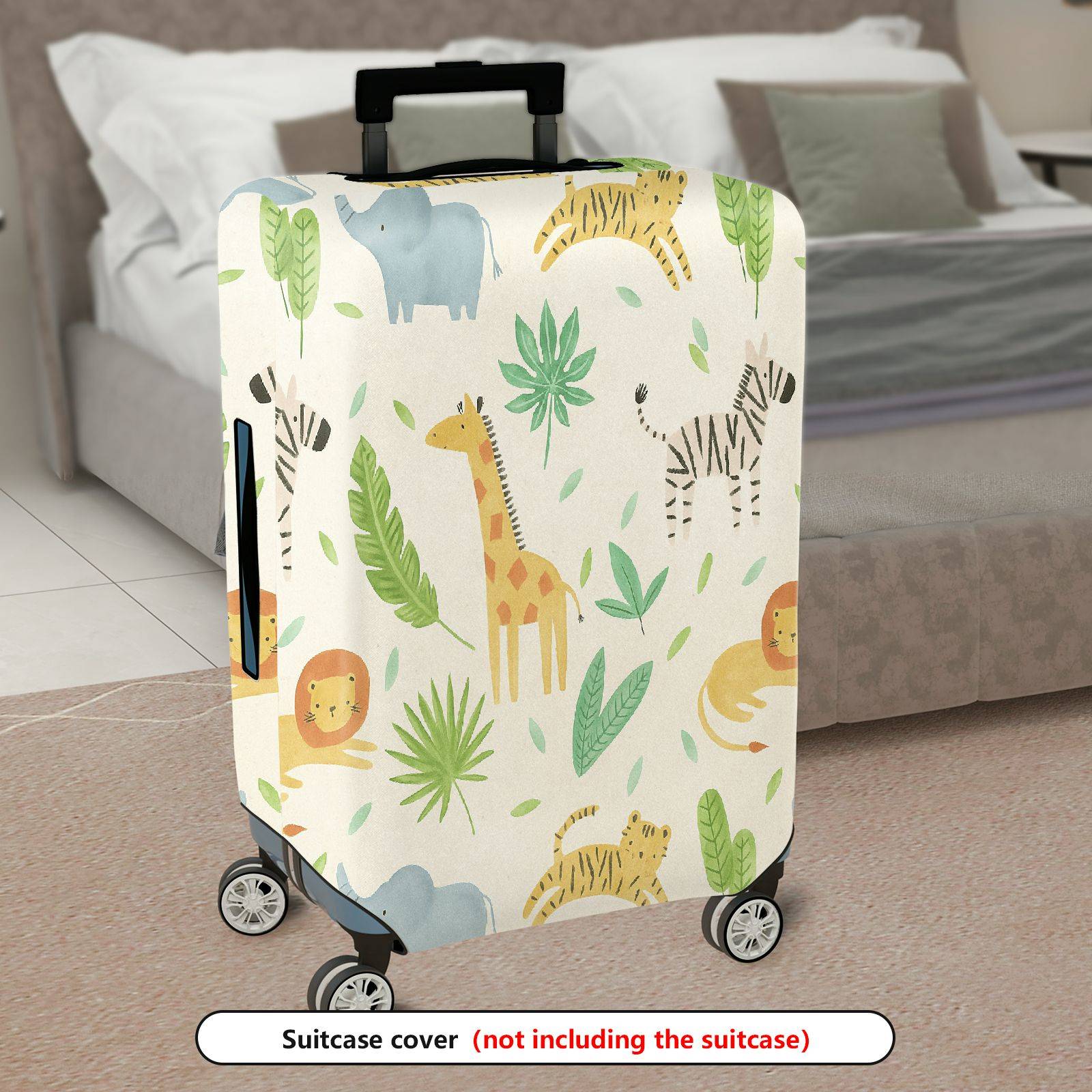 1-Piece Animal Jungle Safari Leaf Lion Giraffe  Suitcase Luggage Cover, Stretch Protective Sleeve