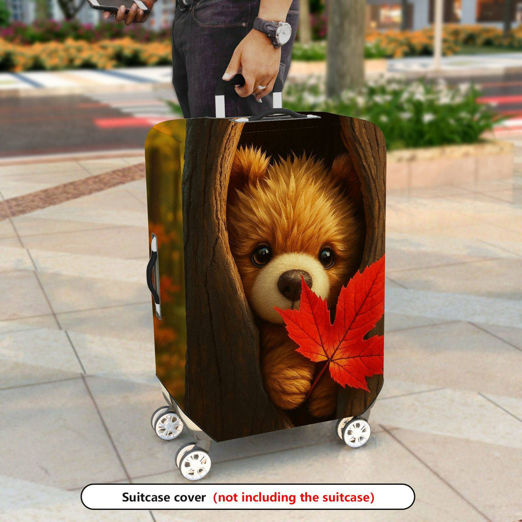 1-Piece Autumn Cute Animal Tree Leaf Woodland  Suitcase Luggage Cover, Stretch Protective Sleeve