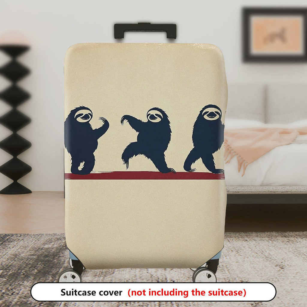 1-Piece Sloth Dance Pattern Fun Cute Animal  Art Beige  Suitcase Luggage Cover, Stretch Protective Sleeve