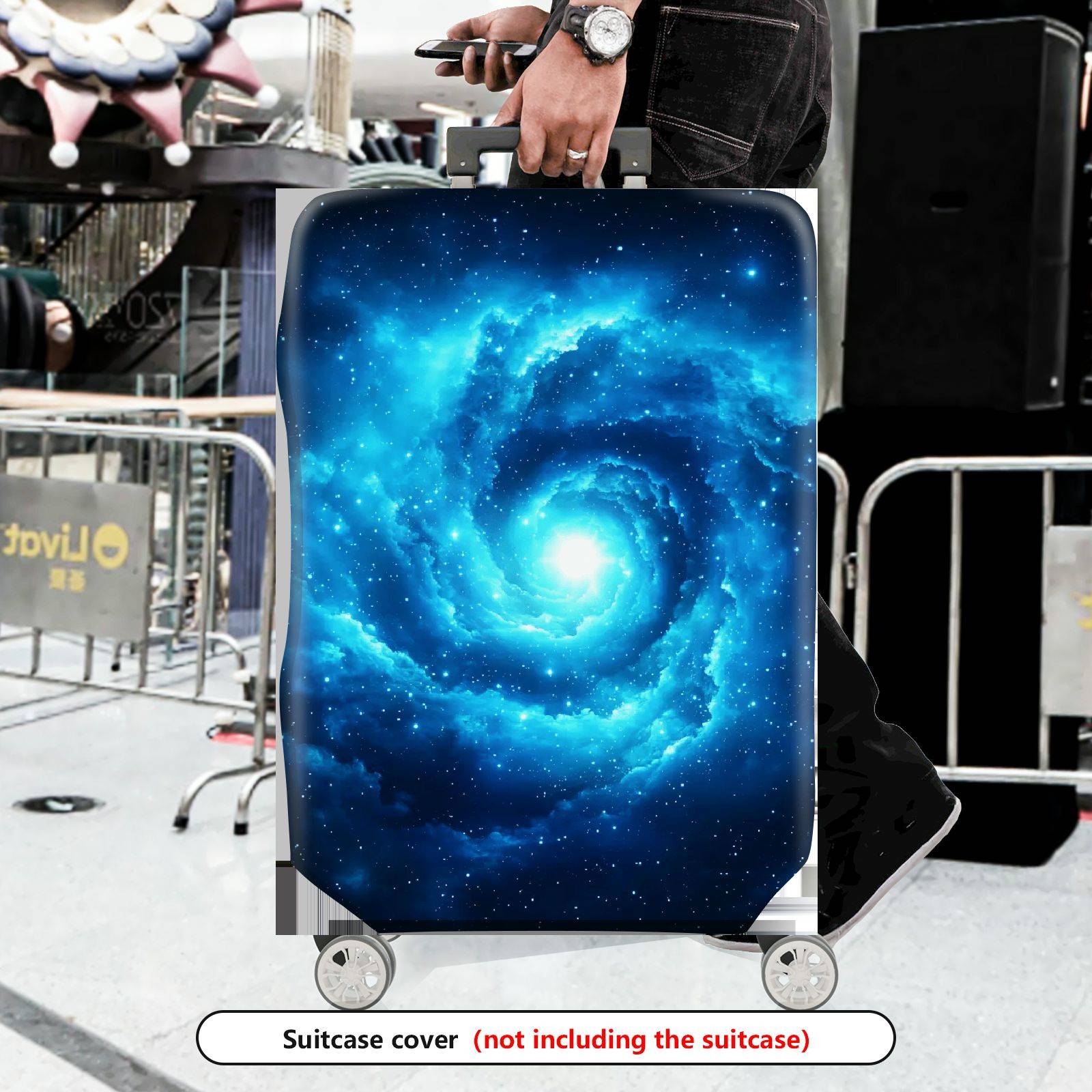 1-Piece Galaxy Nebula Blue Cosmic Star Spiral  Suitcase Luggage Cover, Stretch Protective Sleeve