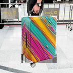 1-Piece Abstract Vivid Colorful Striped Artistic  Suitcase Luggage Cover, Stretch Protective Sleeve