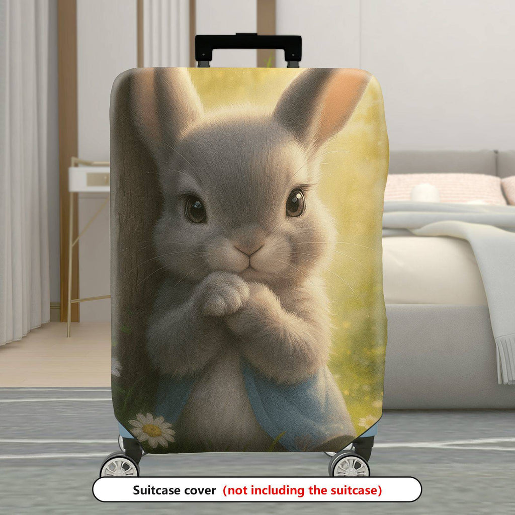 1-Piece Cute Rabbit Nature Forest Flower Animal  Suitcase Luggage Cover, Stretch Protective Sleeve