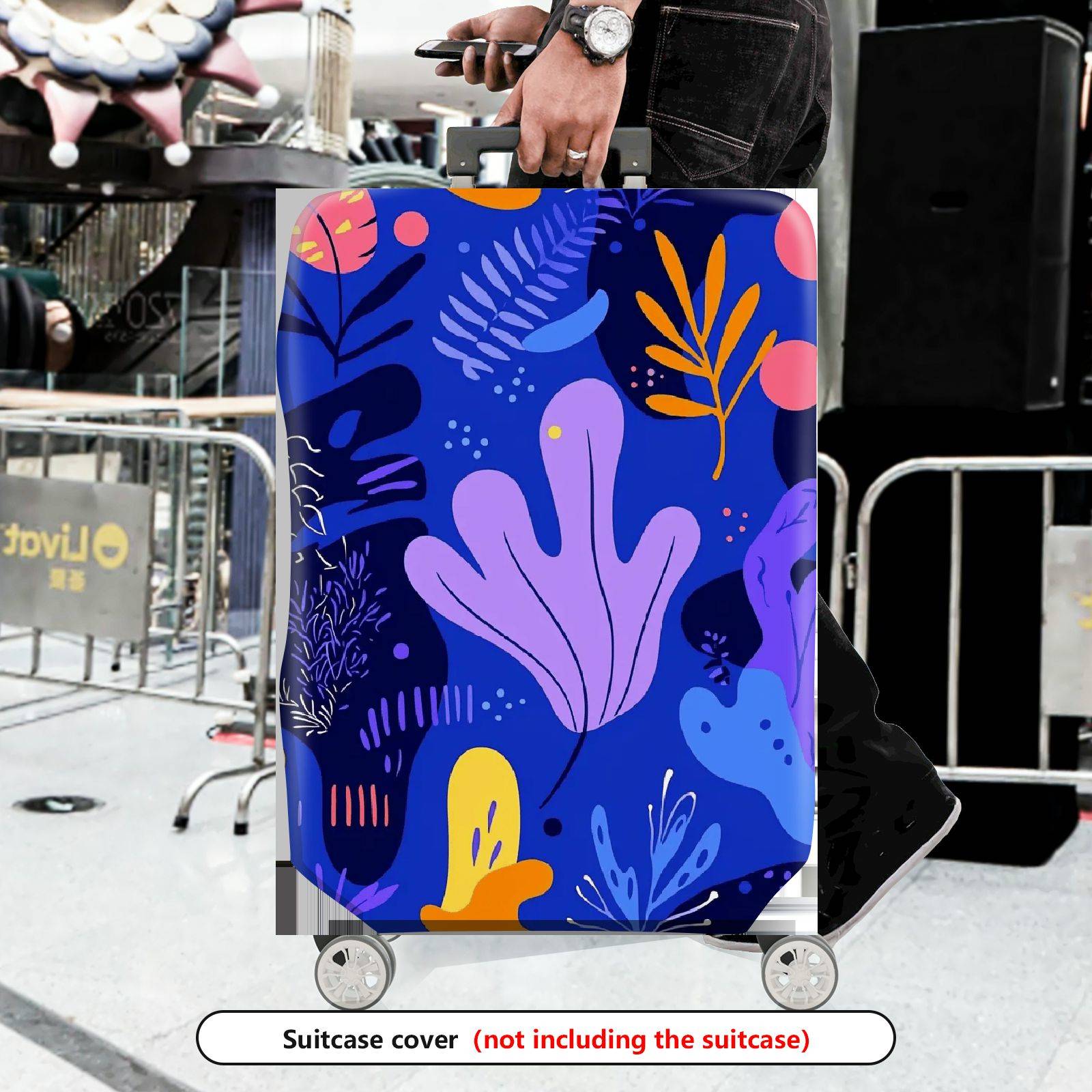 1-Piece Abstract Botanical Colorful Artistic Vibrant Nature  Suitcase Luggage Cover, Stretch Protective Sleeve