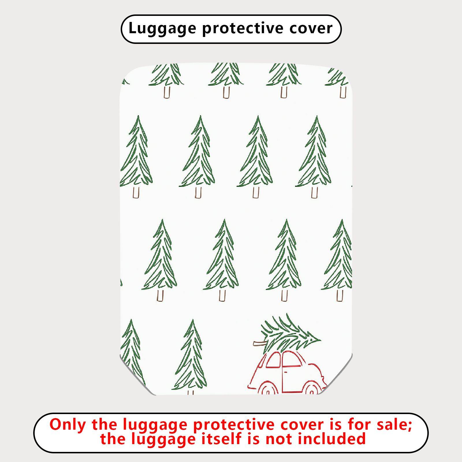 1-Piece Green Pine Tree Forest Car Holiday  Suitcase Luggage Cover, Stretch Protective Sleeve
