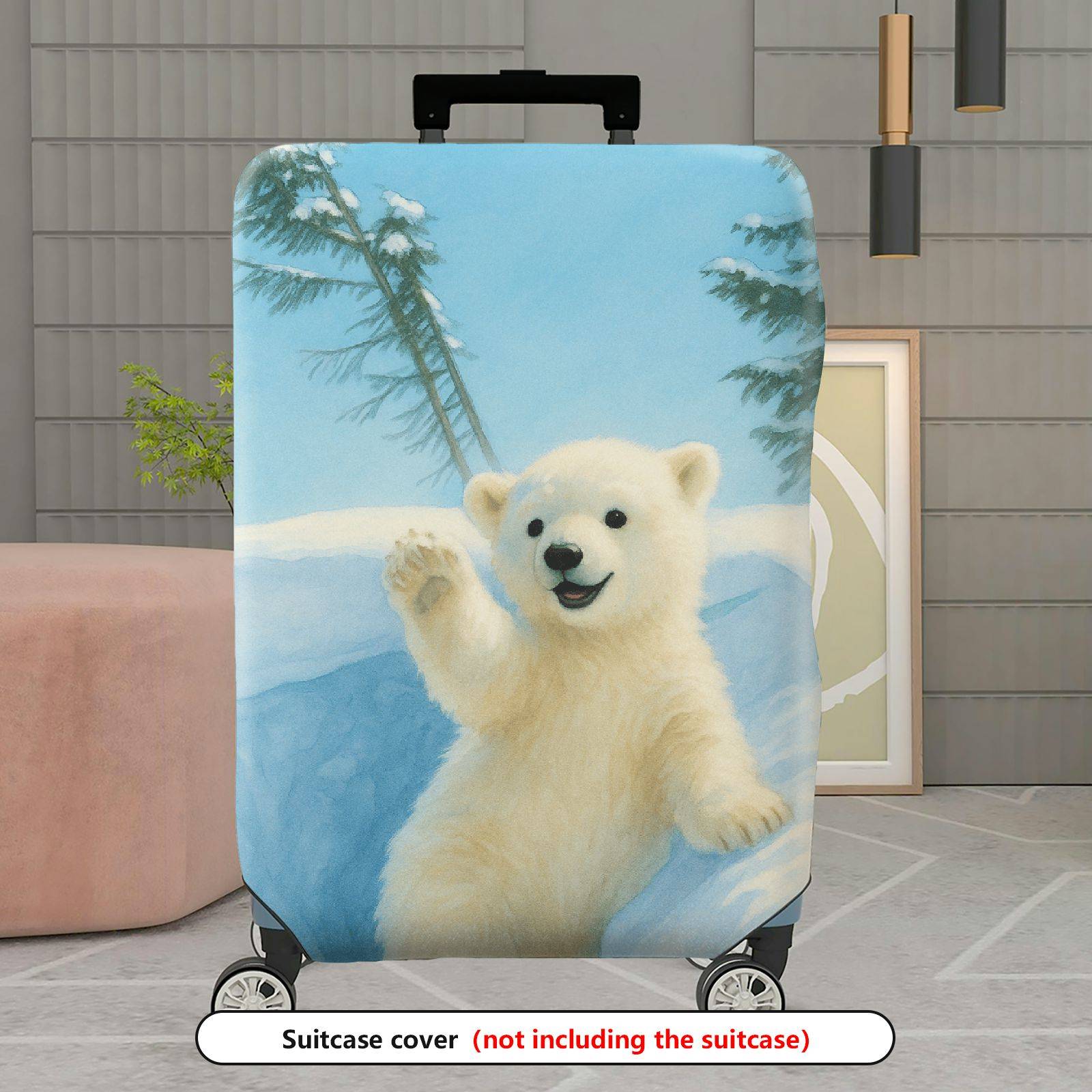1-Piece Cute Polar Bear Winter Snow Forest Animal  Suitcase Luggage Cover, Stretch Protective Sleeve