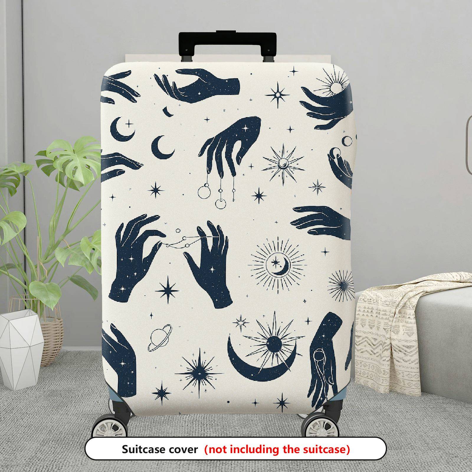 1-Piece Celestial Cosmic Mystic Astrology Moon Stars  Suitcase Luggage Cover, Stretch Protective Sleeve