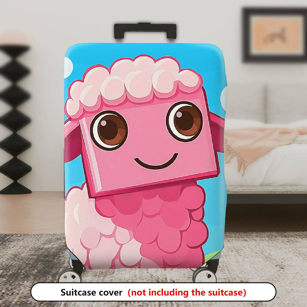 1-Piece Cute  Pink Sheep Fun Whimsical Playful  Suitcase Luggage Cover, Stretch Protective Sleeve