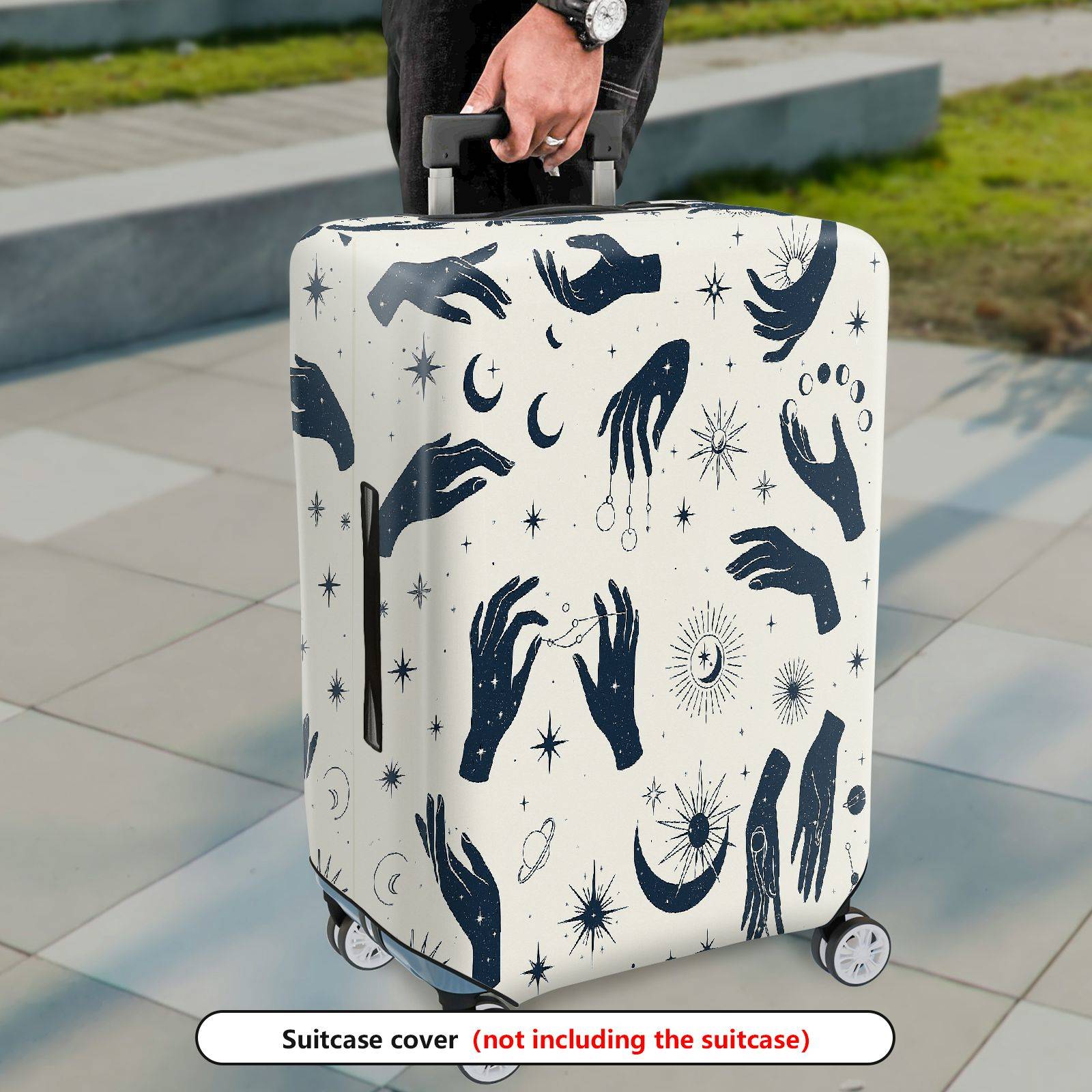 1-Piece Celestial Cosmic Mystic Astrology Moon Stars  Suitcase Luggage Cover, Stretch Protective Sleeve
