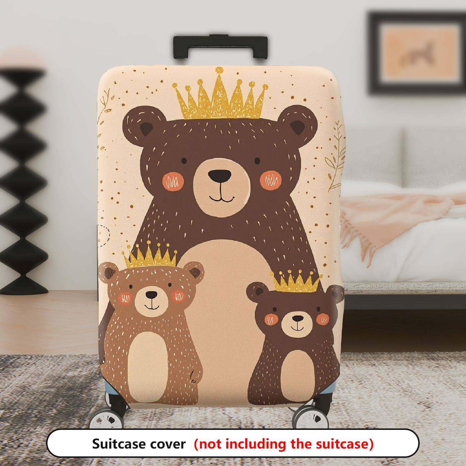 1-Piece Cute Bear Family Crown  Animal Travel  Suitcase Luggage Cover, Stretch Protective Sleeve