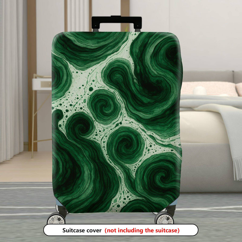 1-Piece Abstract Swirl Pattern Green Artistic Fluid Natural  Suitcase Luggage Cover, Stretch Protective Sleeve