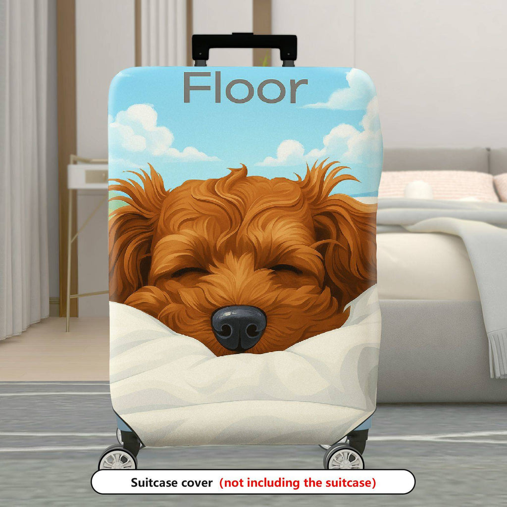 1-Piece Dog Sleeping Clouds Fun Cute Cozy  Suitcase Luggage Cover, Stretch Protective Sleeve