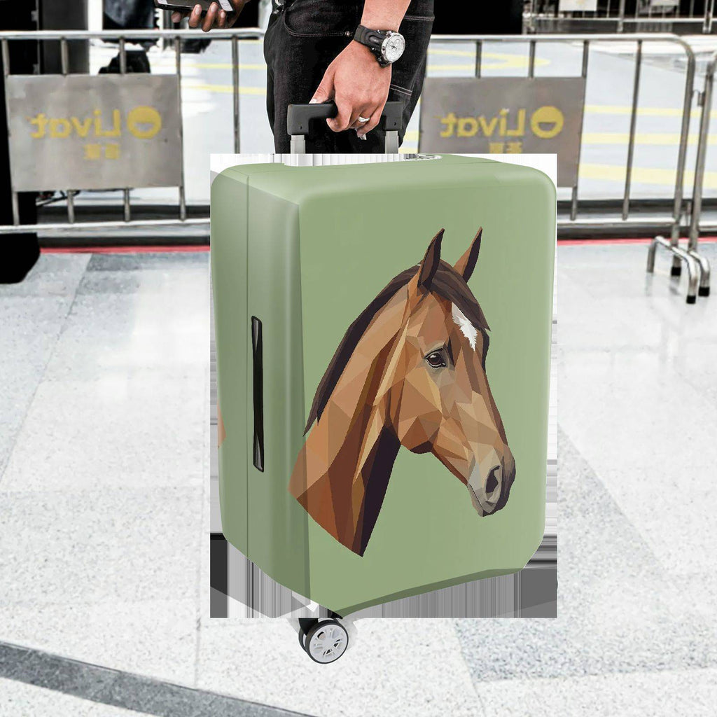 1-Piece Geometric Horse Art Animal Pattern Green  Suitcase Luggage Cover, Stretch Protective Sleeve