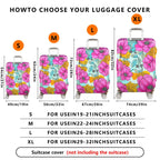 1-Piece Floral Pink Orange Blue Leaf Berry  Suitcase Luggage Cover, Stretch Protective Sleeve