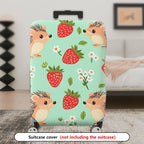 1-Piece Hedgehog Strawberry Floral Green Cute Pattern  Suitcase Luggage Cover, Stretch Protective Sleeve