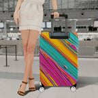 1-Piece Abstract Vivid Colorful Striped Artistic  Suitcase Luggage Cover, Stretch Protective Sleeve