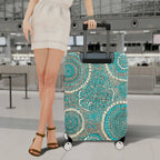 1-Piece Blue Geometric Abstract Pattern Mandala Bohemian  Suitcase Luggage Cover, Stretch Protective Sleeve