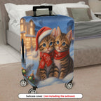 1-Piece Festive Christmas Cute Cat Snow Holiday Winter  Suitcase Luggage Cover, Stretch Protective Sleeve