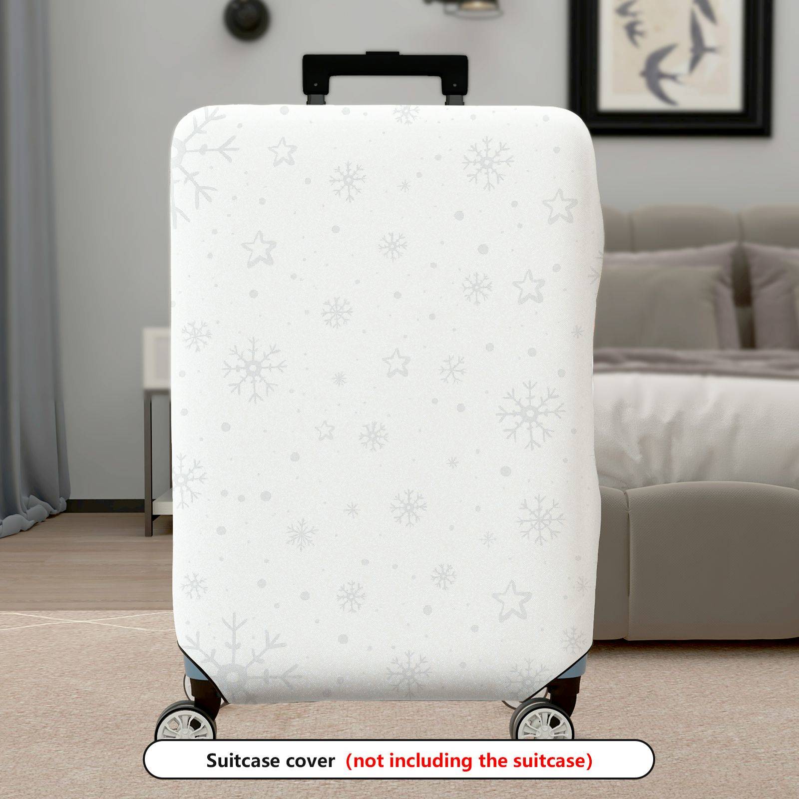 1-Piece Snowflake Star Grey White Christmas Holiday  Suitcase Luggage Cover, Stretch Protective Sleeve
