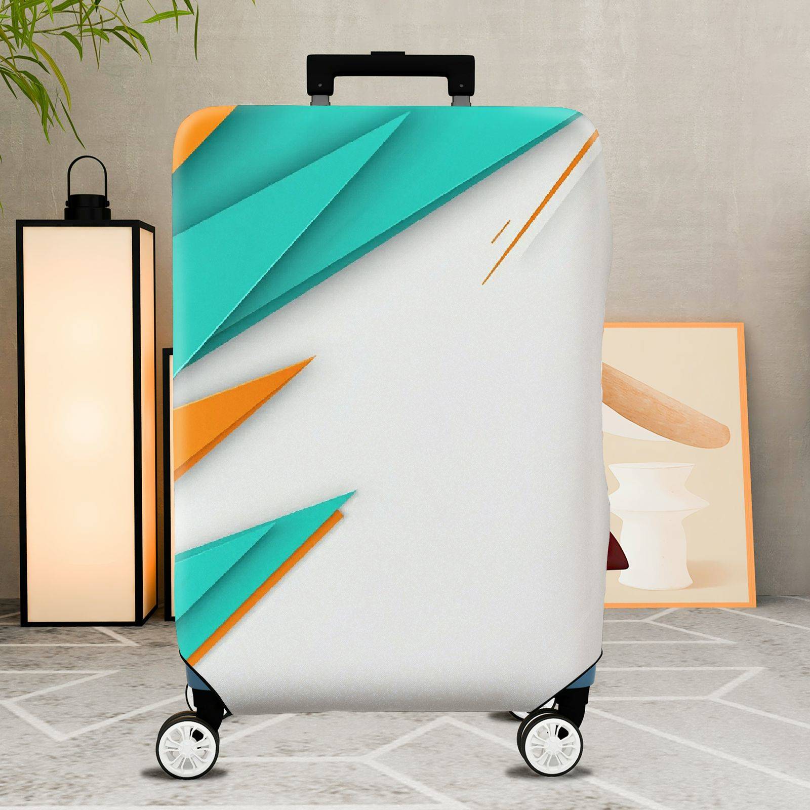 1-Piece Abstract Geometric Modern Colorful Artistic Stylish  Suitcase Luggage Cover, Stretch Protective Sleeve