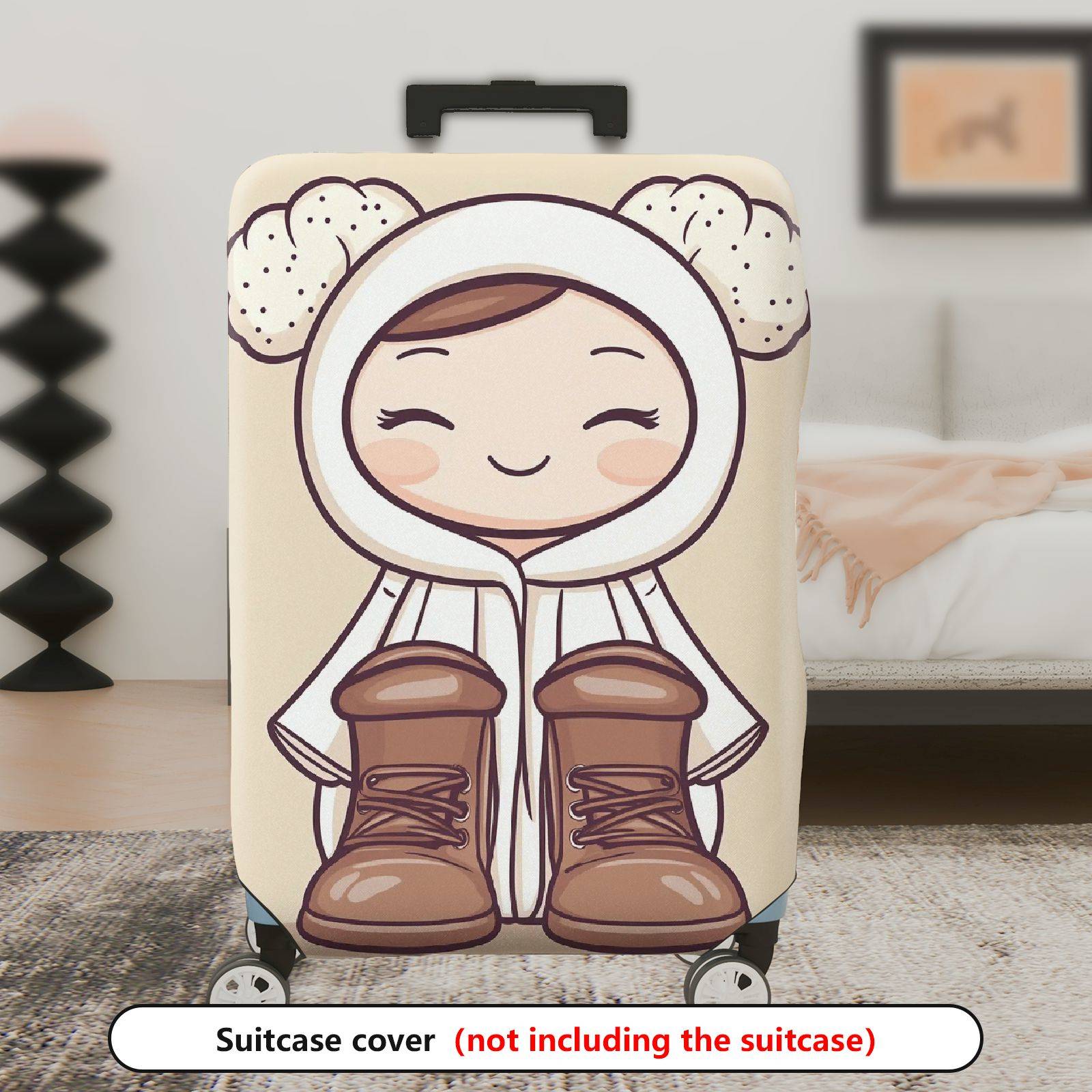 1-Piece Cute Lamb Hoodie Boots Smiling  Suitcase Luggage Cover, Stretch Protective Sleeve