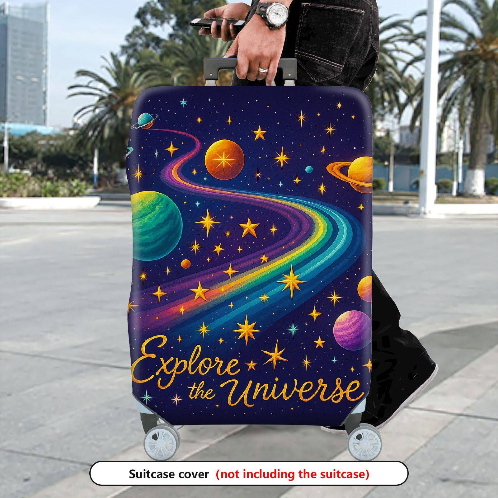 1-Piece Planet Star Galaxy Universe Cosmic Astronomy  Suitcase Luggage Cover, Stretch Protective Sleeve