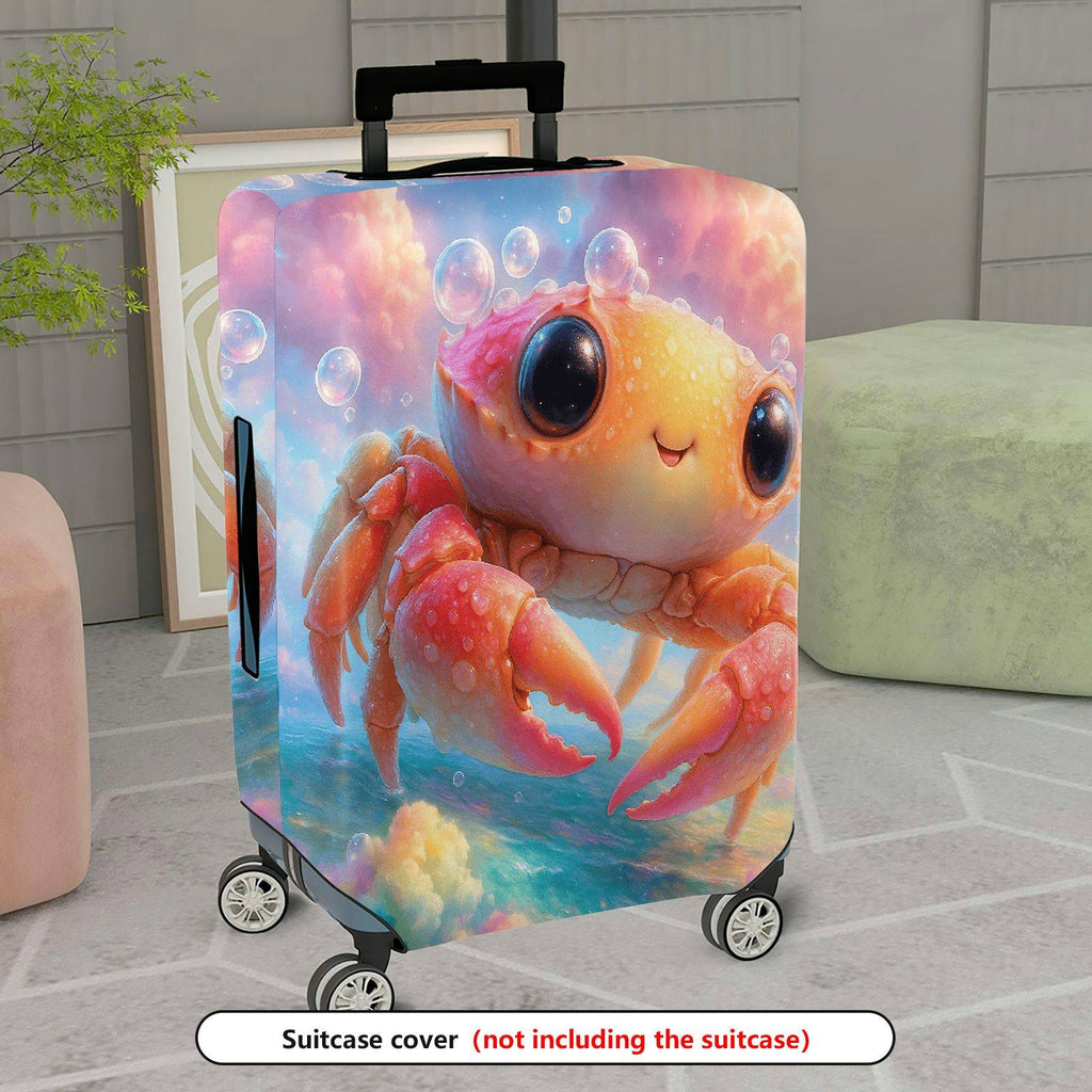 1-Piece Cute  Crab Bubble Sea Sky Blue  Suitcase Luggage Cover, Stretch Protective Sleeve