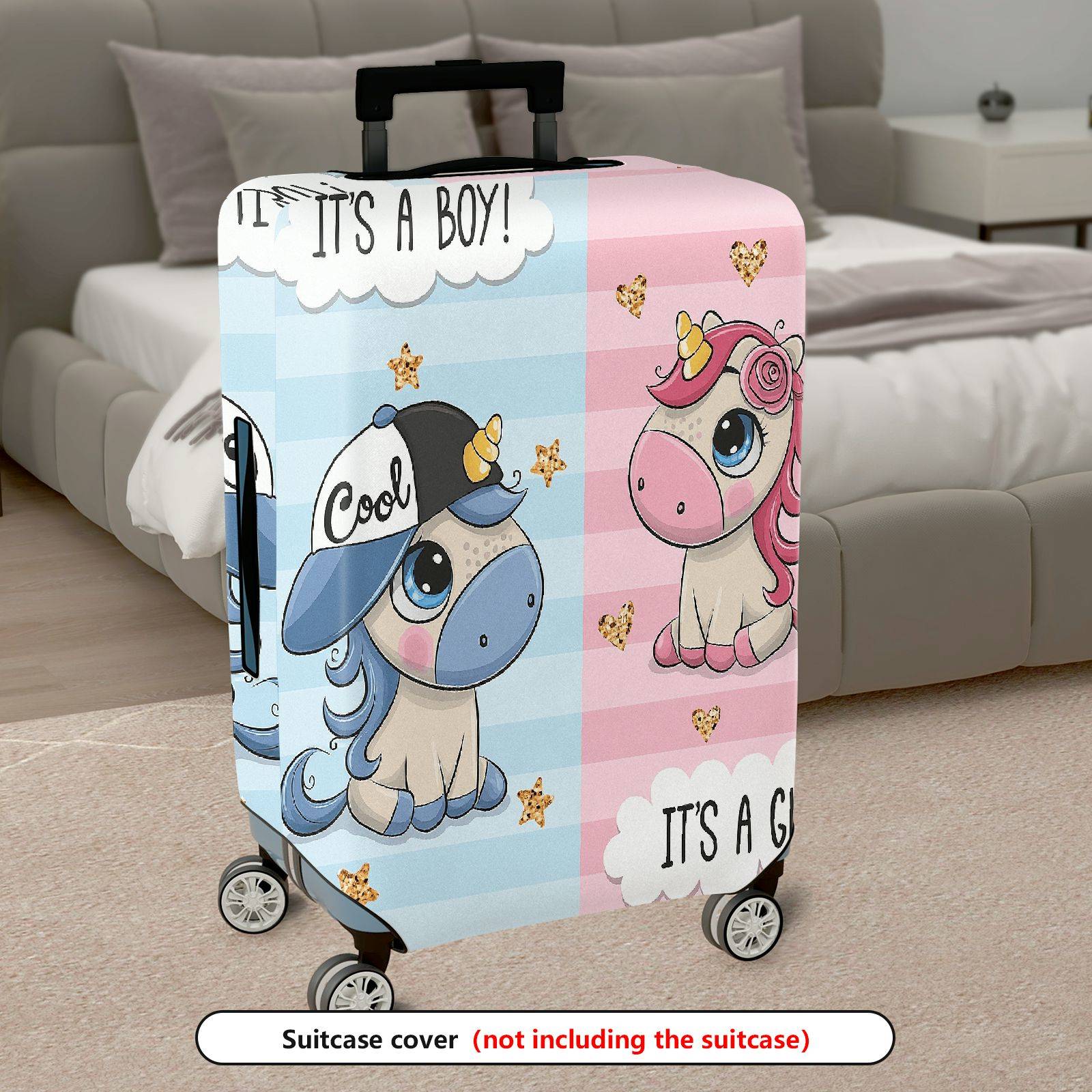 1-Piece Unicorn  Pink Blue Cute Pattern Decorative  Suitcase Luggage Cover, Stretch Protective Sleeve