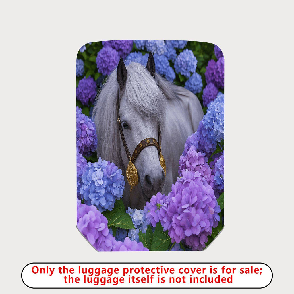 1-Piece Horse Floral Purple Blue  Suitcase Luggage Cover, Stretch Protective Sleeve