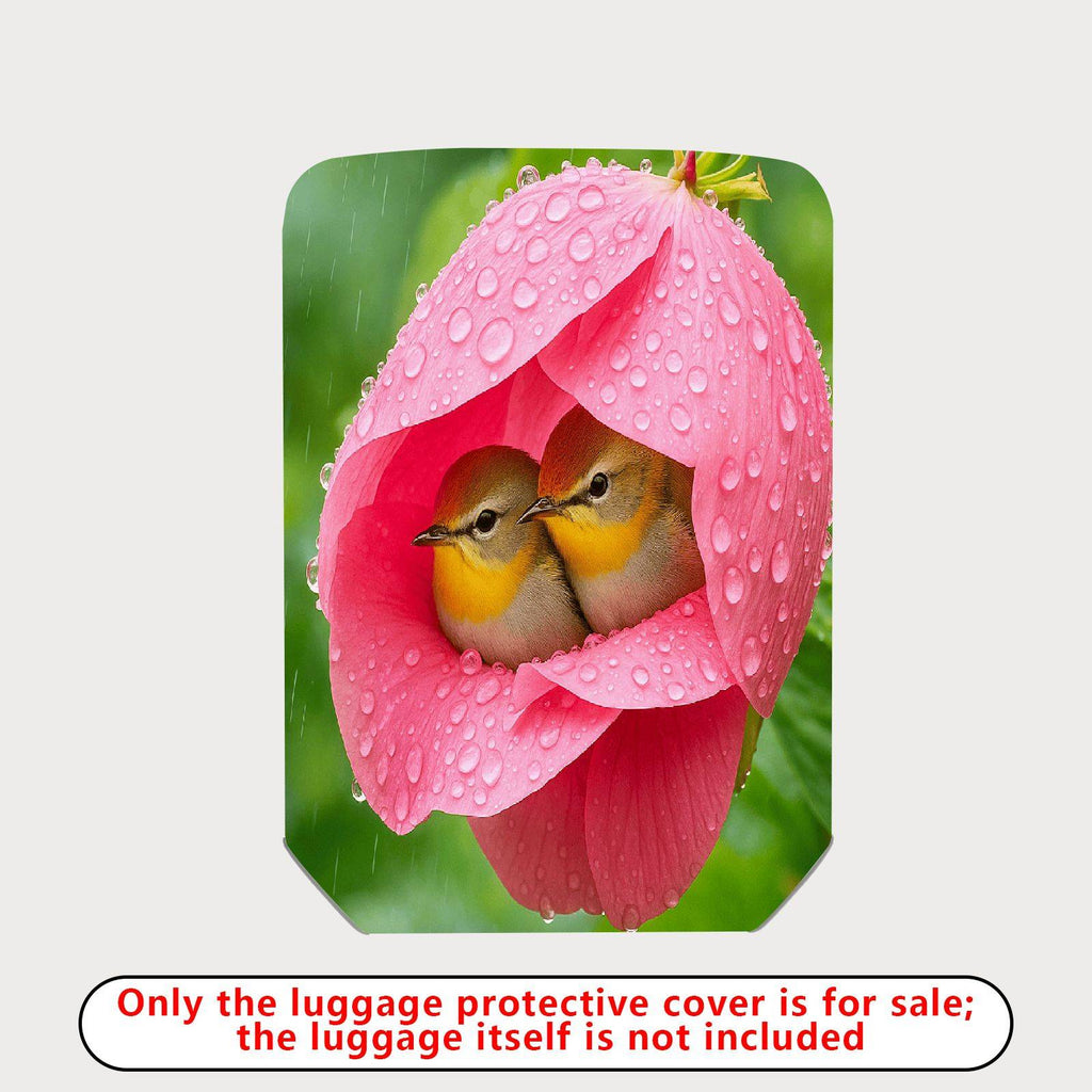 1-Piece Cute Floral Bird Nature Water Drop  Suitcase Luggage Cover, Stretch Protective Sleeve